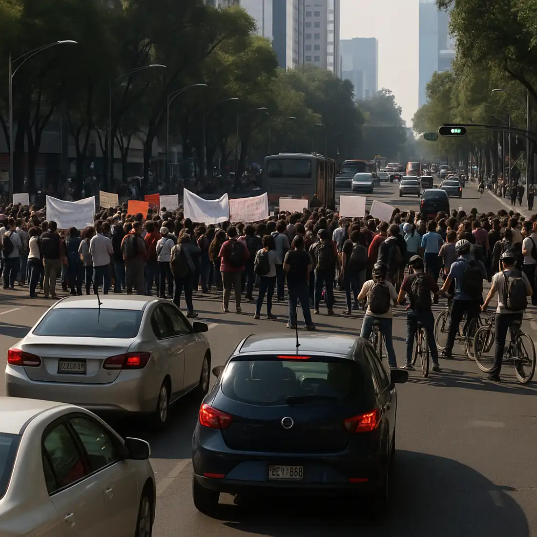 Marchas y bloqueos en la CDMX provocan congestionamiento vial y afectaciones a la movilidad