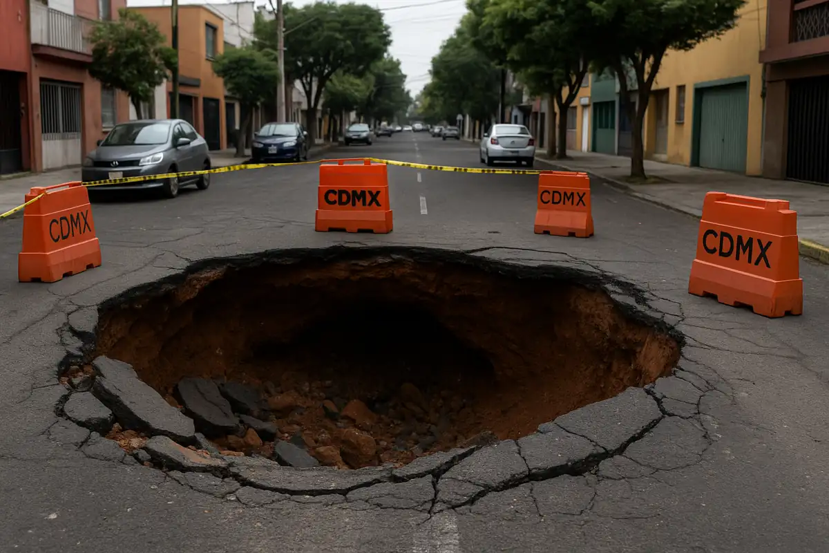 Emergencia por socavones en la CDMX tras colapso del subsuelo en una vialidad urbana